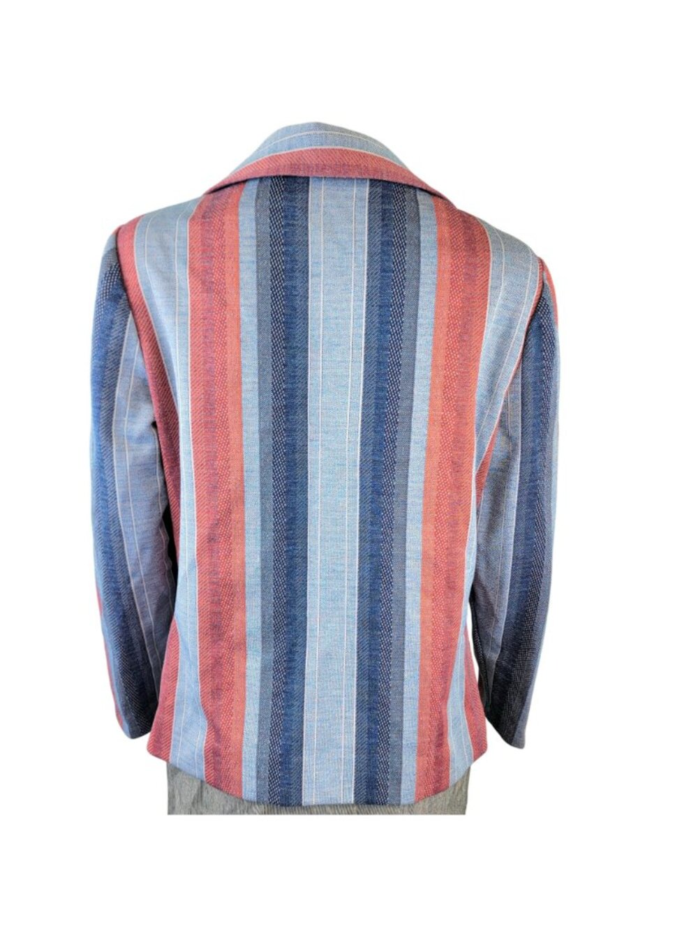 Vintage 70s Stripe Shirt Jacket Women Medium Pink Blue Collar Button Lightweight - Picture 3 of 16